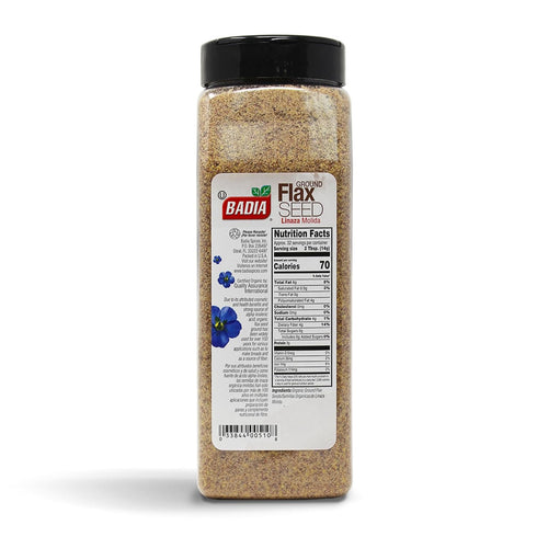 16 oz Omega-3, Badia Organic Ground Flax Seed, - Superfood High in Fiber & Certified Organic, Non-GMO, Baking