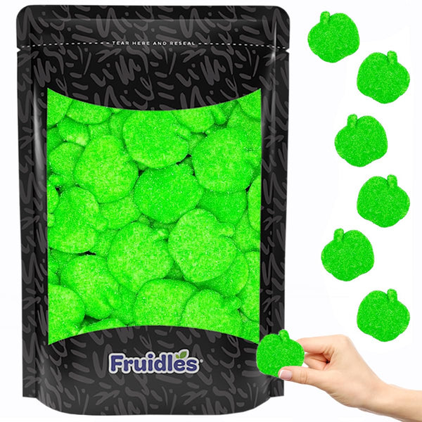 Fruidles Frosted Sour Green Apples Gummi Candy, Delicious Sugar Coated Fruit Flavors