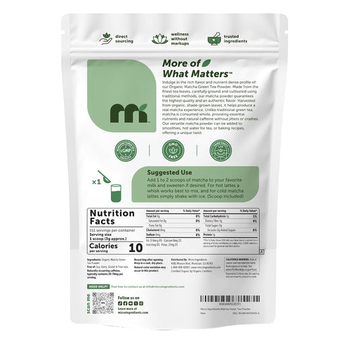 100% Packaging, 1 Lb Micro Ingredients Organic Matcha Green Tea Powder, First Harvest, Culinary Grade from Japan, Pure
