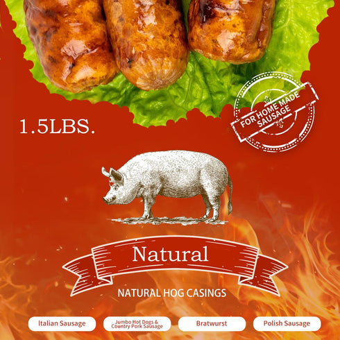 1.5lbs 100% Natural Hog Casings for Home Make Sausage, Makes 100 to