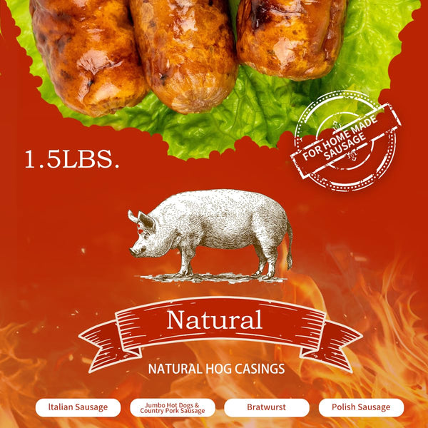 1.5lbs 100% Natural Hog Casings for Home Make Sausage, Makes 100 to