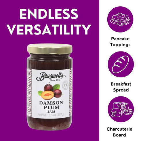 10.5 Damson Plum Jam, Ounce Jar