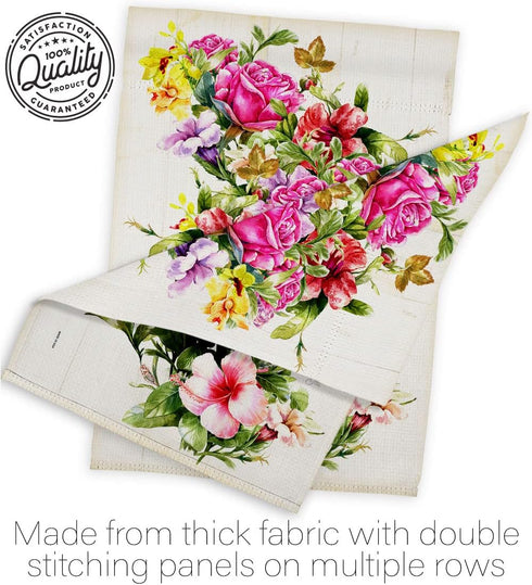 Breeze Decor Mix Bouquet Garden Flag Spring Floral Sunflower Tulip Rose Orchid Lilies Season Springtime Flower Wreath