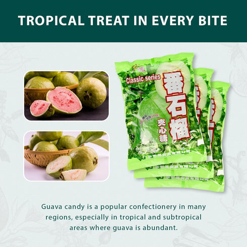 12.3 oz (Pack 3) Hongyuan Guava Candy, of Asian Fruit Hard Candy, Sweet & Tangy Tropical Flavor, Individually Wrapped