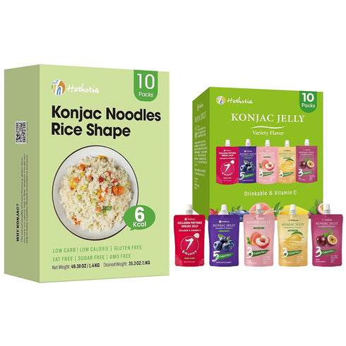 Hethstia Konjac Rice, Konjac Jelly, 20 Packs, Keto, Vegan, Gluten-Free, Fat-Free, Low