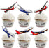 LETLIMIT 18pcs Red Whiter Glitter Airplane Dessert Cupcake Topper Aviation Fighter Theme Decorations