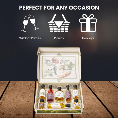 Set 8 Kiri & Sons Olive Oil Gourmet Sampler Gift of - Premium Extra-Virgin Olive Oil Made In Spain, Natural Flavors