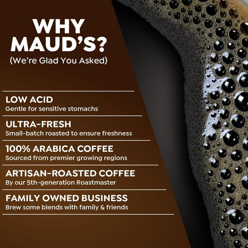 50ct, 100% Maud's Dark Roast Coffee Pods, Single Serve Pods Arabica Coffee, Compatible with Keurig K Cups Maker