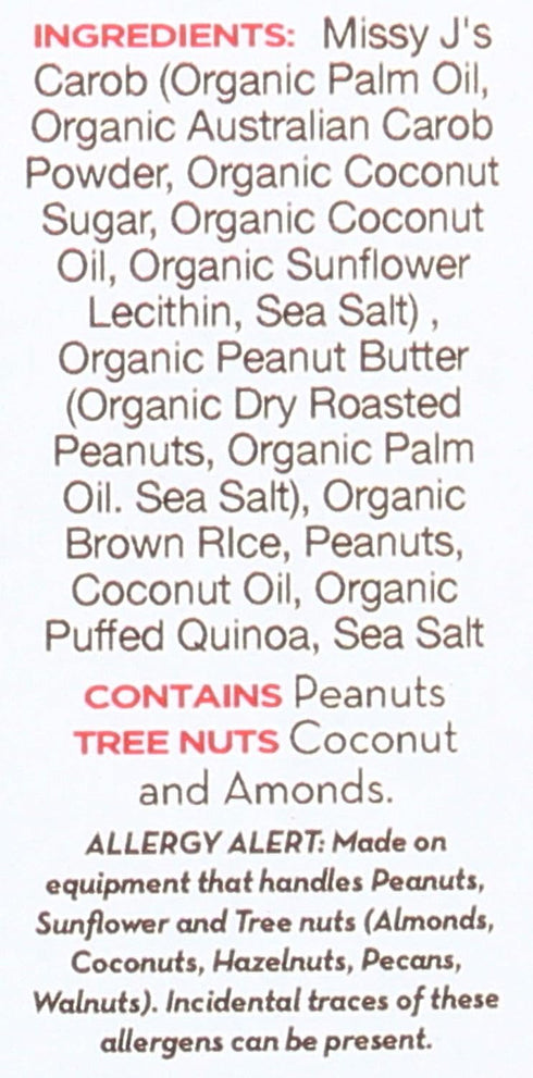 3 2 Pack Missy J's Organic Peanut Butter Carob Bar Ounce | Carob Made w/Coconut Sugar, Vegan and Gluten-Free | Healthy