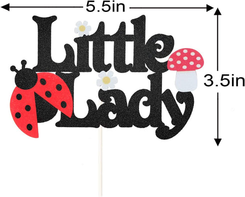 Little Lady Ladybug Theme Cake Topper - Birthday, Garden Theme Baby Shower Gender Reveal Party Decoration