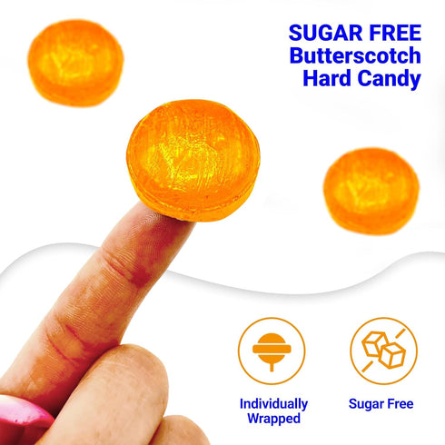 Triplenet Pricing 2 lb Sugar Free Butterscotch Hard Candy Discs, Individually Wrapped, Bag