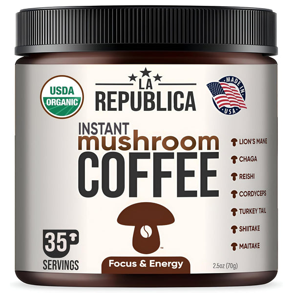 La Republica Instant Mushroom Coffee Organic 100% Arabica Coffee with Lions Mane,