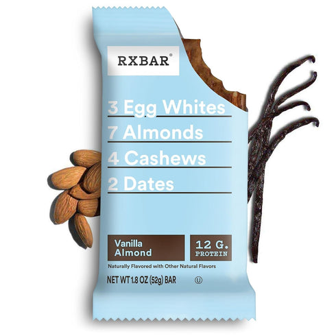 12g (6 30 RXBAR Protein Bars, Protein, Gluten Free Snacks, Vanilla Almond Boxes, Bars)