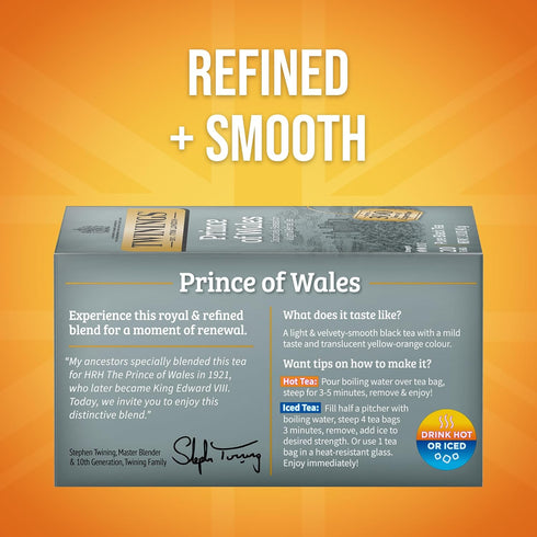 20 Count (Pack 1), 20 Twinings Prince of Wales Black Tea Individually Wrapped Bags, of Velvety Smooth & Mild