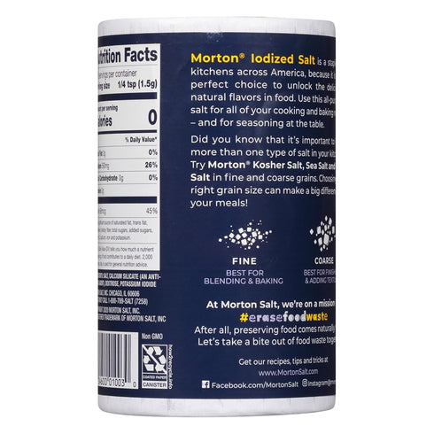 (26 oz), 3-Pack Morton Iodized Salt, All-Purpose, - All-Purpose, Ideal for Cooking & Table Use