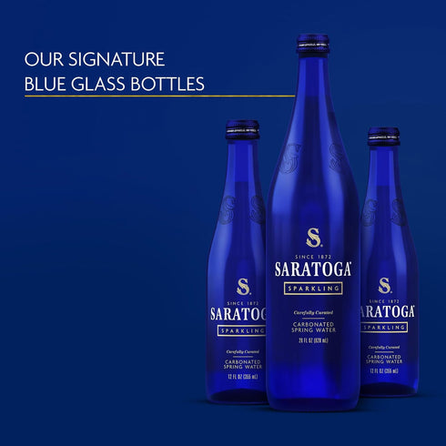 28 Oz Saratoga Sparkling Water Bottles - Carbonated Spring Bottled Water - Glass Bottles - Fl