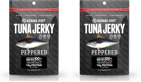 Kaimana Wild-Caught Ahi Tuna Jerky - Peppered, 2oz, Rich in Omega-3s &