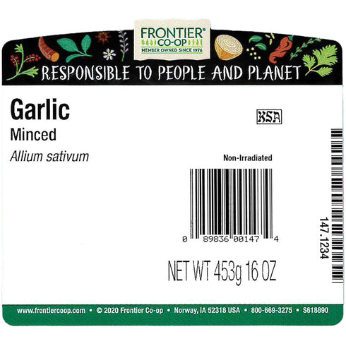 16oz 453g Frontier Natural Products Minced Garlic