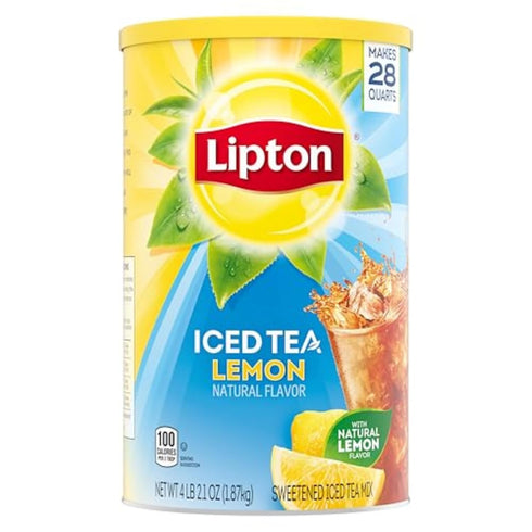 28 (Pack 2) Lipton Lemon Sweetened Iced Tea Mix, Makes Quarts