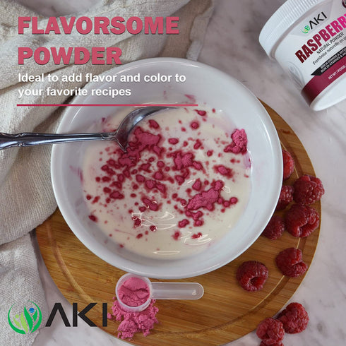 AKI Dried Sugar-Free Raspberry Powder, Ideal for Baking, Flavoring, Smoothies, Popsicles, 5.29oz/150g