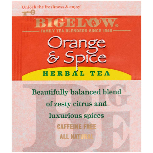 Bigelow Orange & Spice Herbal Tea - 28-Count Box, Caffeine-Free Soothing Herbal Tea with Citrus Twist