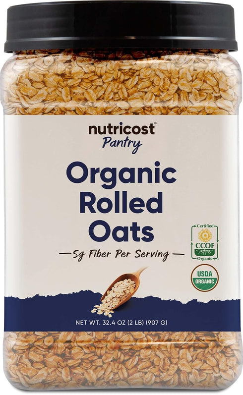 Nutricost Pantry Organic Rolled Oats (2 LB) - 5g Fiber Per Serving,