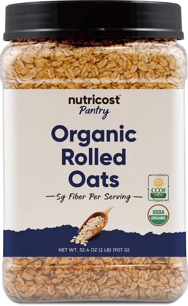 Nutricost Pantry Organic Rolled Oats (2 LB) - 5g Fiber Per Serving,