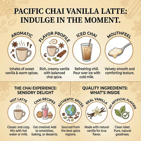 Pacific Chai 3 LB Vanilla Chai Latte Mix, Instant Chai Tea Latte Powder Drink Mix, Gluten Free, Kosher, Spiced Tea