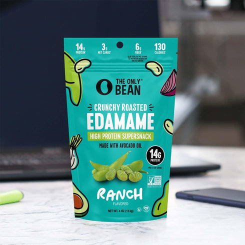 4oz (Pack 3) The Only Bean Edamame Dry Roasted Low Carb Snacks (Ranch), Vegan Gluten Free Snacks, Healthy Snacks