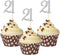 Sumerk 24PCS Silver Glitter Cupcake Toppers, 21st Birthday Cupcake Picks for Anniversary Party Decorations