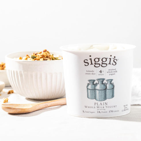 24 OZ. Siggis Icelandic Strained Whole Milk Yogurt, Plain, Thick, Protein-Rich Yogurt Snack