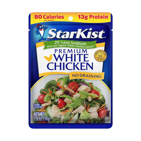 2.6 oz (Pack 12) StarKist Less Sodium Premium White Chicken - Pouch