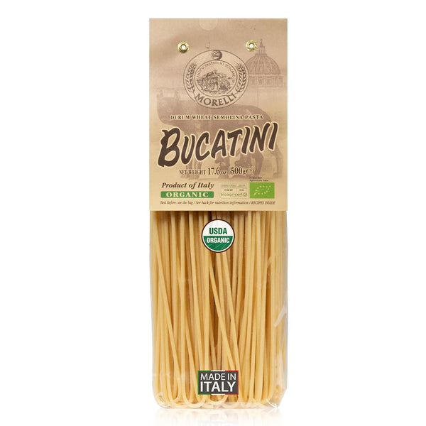 Morelli Bucatini Pasta Noodles - Premium Organic Italian Pasta from Italy -