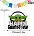 Happy Birthday Baby Cake Topper, Space Theme Black Glitter Birthday Decoration for Boy Girl Baby Shower Party