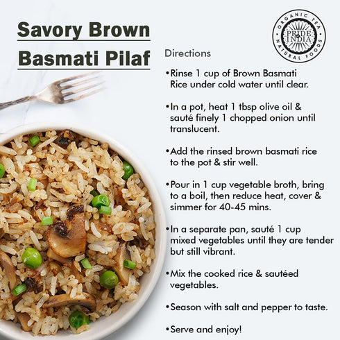 1.5 lbs 2 Pride of India Extra Long Brown Basmati Rice | Aromatic & Naturally Aged Years Long Grain Brown Rice