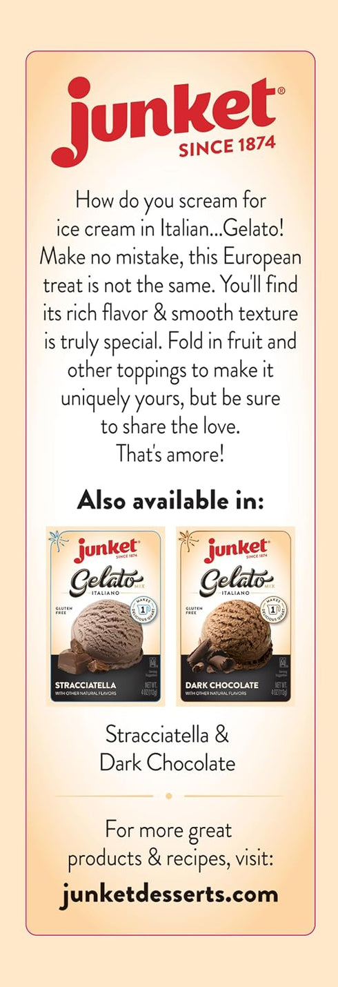 4 1 Frozen (Pack 6) Junket Gelato Mix: Strawberry Cheesecake Homemade Gelato Ice Cream Mix for Ice Cream Maker or Stir