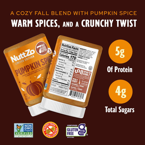 7 5g 16 oz NuttZo Pumpkin Spice Power Fuel Nuts and Seeds Butter, Seasonal Edition, Made with Cashews, Almonds, Brazil