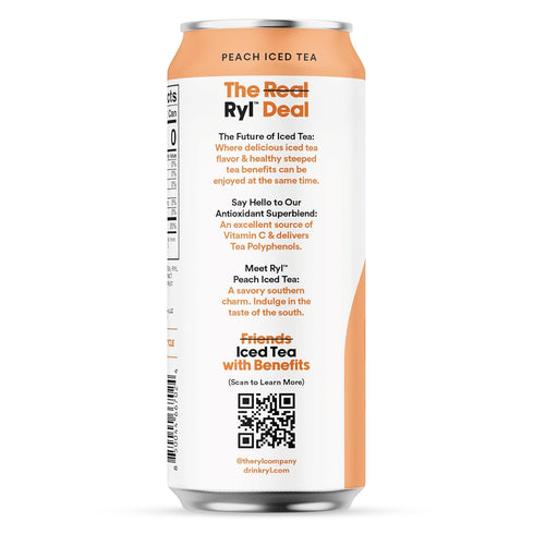 16.0 Oz (12-Pack) Ryl Iced Tea, Peach, Antioxidant Superblend, No Artificial Ingredients, Fl