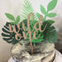 LaVenty Set of 7 Glittery Tropical Leaves Cake Topper for Tropical Wedding Cake Decoration