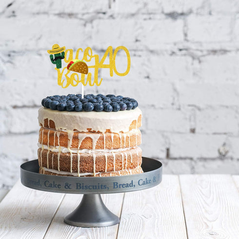 Taco Bout 40 Birthday Cake Topper - Glitter Fiesta 40th Birthday Party Decoration Supplies