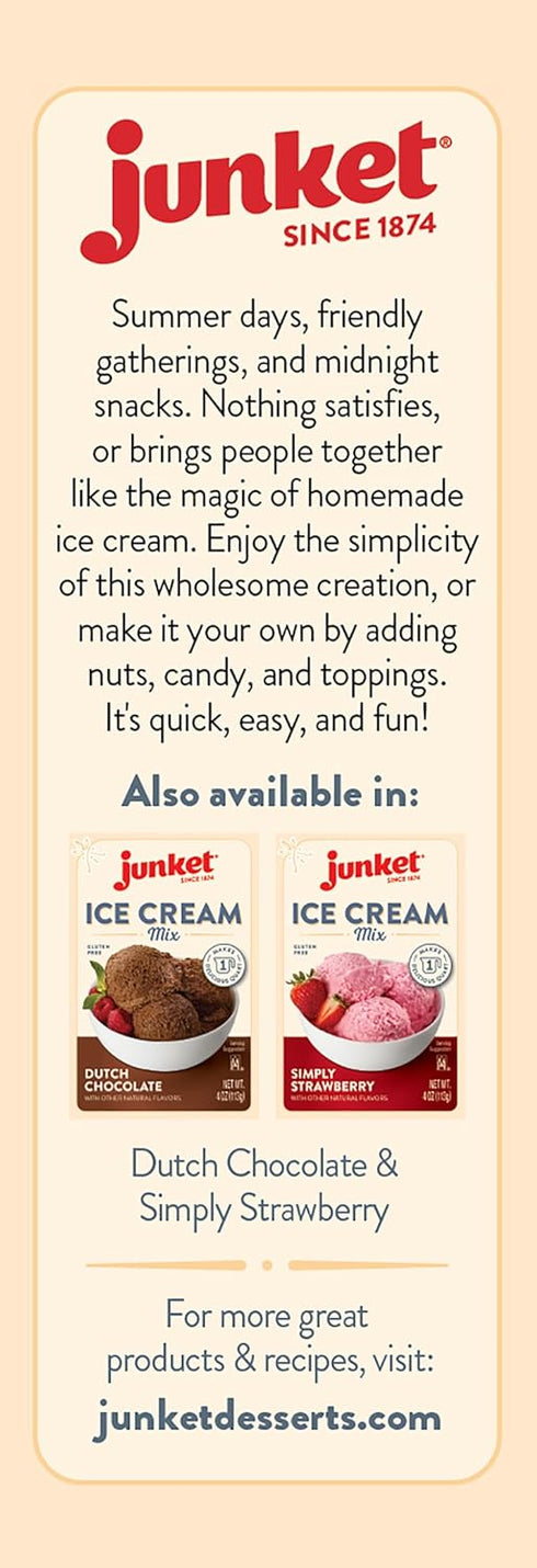 4 (Pack 12) Junket Ice Cream Mix Very Vanilla, Ounce