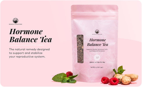 Remedy & Restore 1 Count Herbal Tea for Hormone Balance - Natural Menstrual Cycle Support, Spearmint Flavor, Loose
