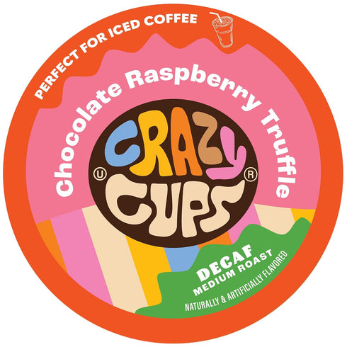 Crazy Cups Decaf Flavored Coffee Pods, Decaffeinated Chocolate Raspberry Truffle Flavored Coffee,