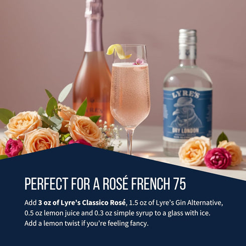 45 (25.4 Oz) Lyre's Non Alcoholic Classico Ros Sparkling, Alcohol Free Pink Sparkling, Award-Winning, Vegan Friendly
