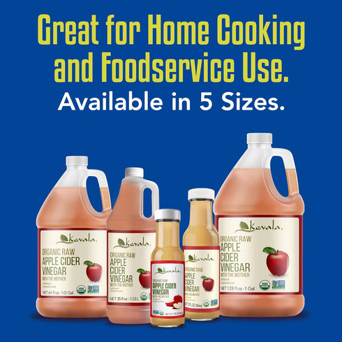 Immune 12 oz Kevala Organic Raw Apple Cider Vinegar - Unfiltered and Unpasteurized Apple Vinegar Perfect for a Salad