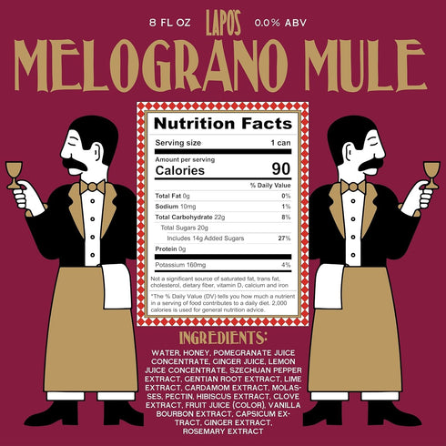 8.4 OZ, 12 Pack Lapo's Pomegranate Mule, Non Alcoholic Drink & Mocktail, Lemon, Wildflower Honey, Rosemary & Ginger