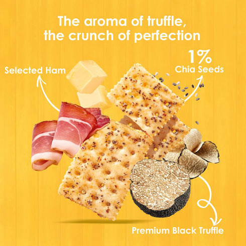 Pairing,14.1oz (400g) Packets Vloong Black Truffle and Prosciutto Soda Crackers with Chia Seeds and Quinoa, Savory