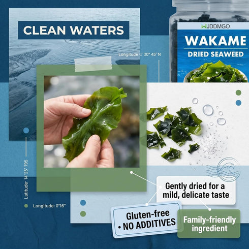 WJDDMGO (5.64oz) Premium Dried Wakame Seaweed, Free of impurities Simple Soaking Prep Ready, Vegetable Japanese Seaweed