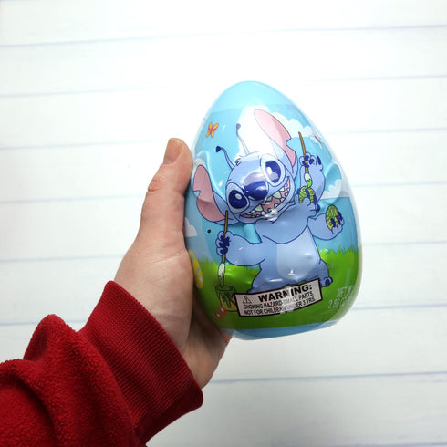 2.86 Jumbo Stitch Easter Egg with Candy Stars and Mini Stickers Inside, Festive Basket Stuffer Gift, Ounces