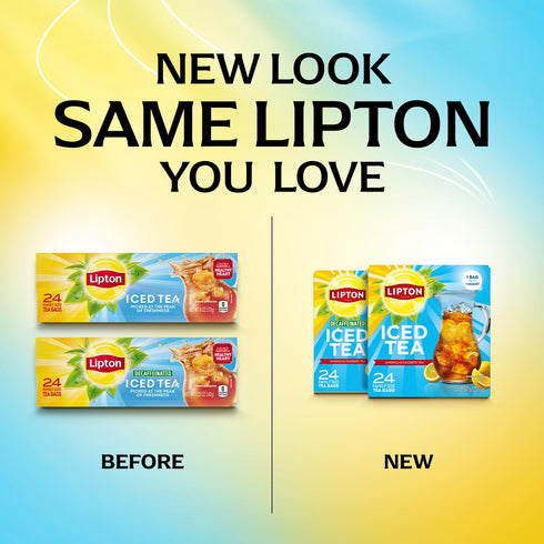 24 Lipton Unsweetened Iced Tea Bags, Family Size Zero Calories, Total Tea Bags